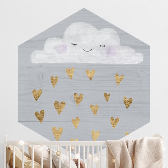 decoração para quartos infantis Cloud With Golden Hearts
