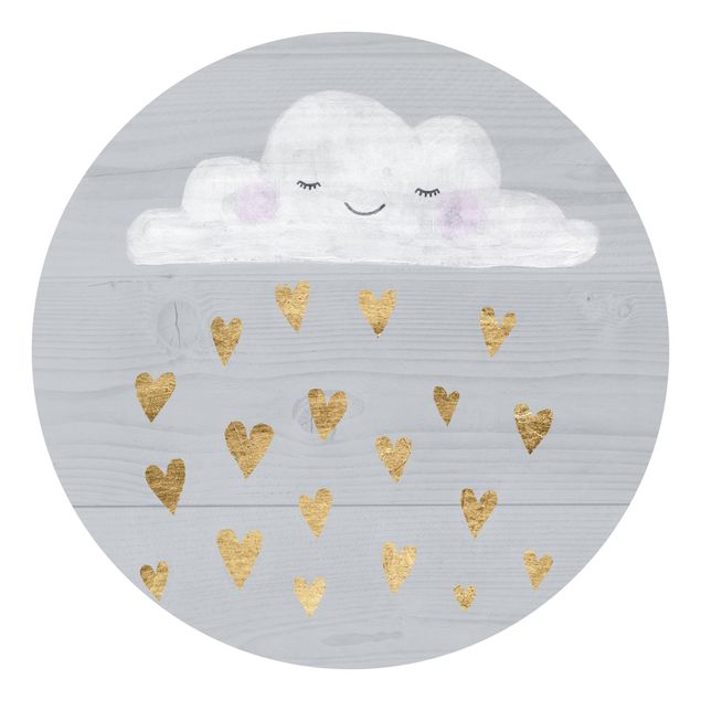 Papel de parede cinza Cloud With Golden Hearts