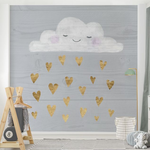Papel de parede céu Cloud With Golden Hearts