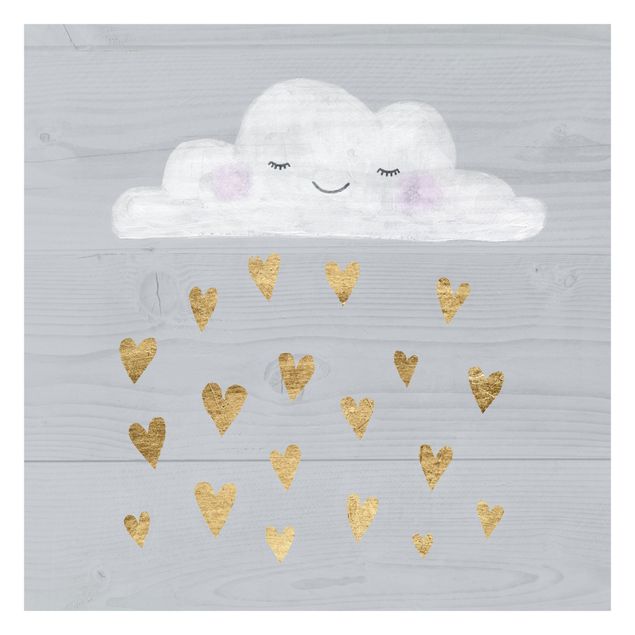 Mural de parede Cloud With Golden Hearts