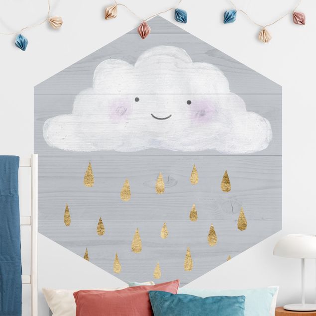 decoração quarto bebé Cloud With Golden Raindrops