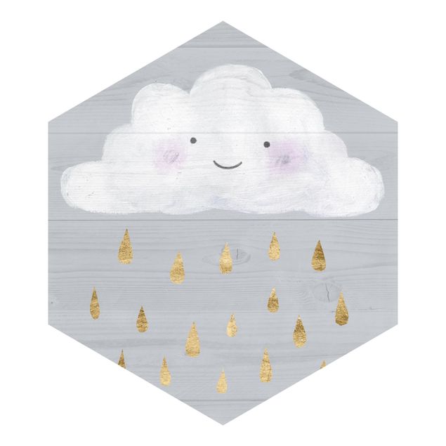 mural para parede Cloud With Golden Raindrops