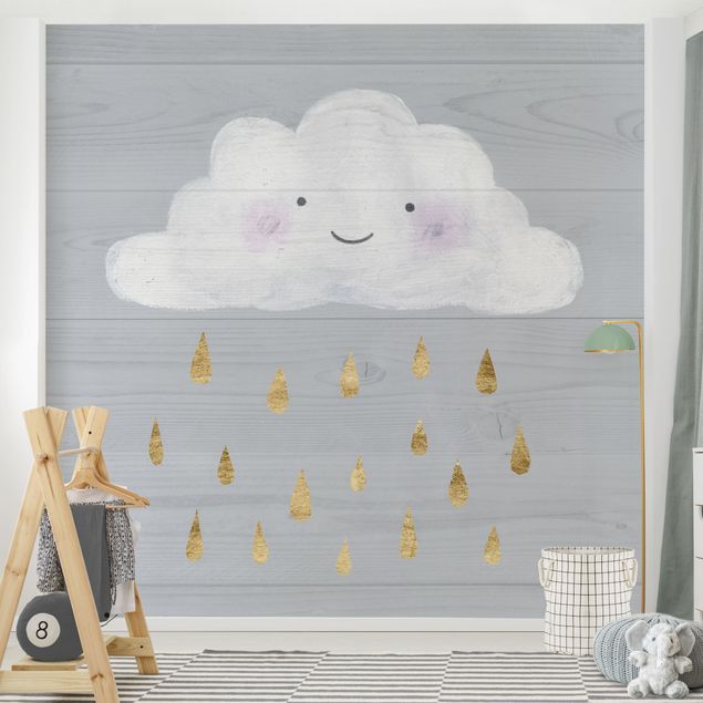 Decoração para quarto infantil Cloud With Golden Raindrops