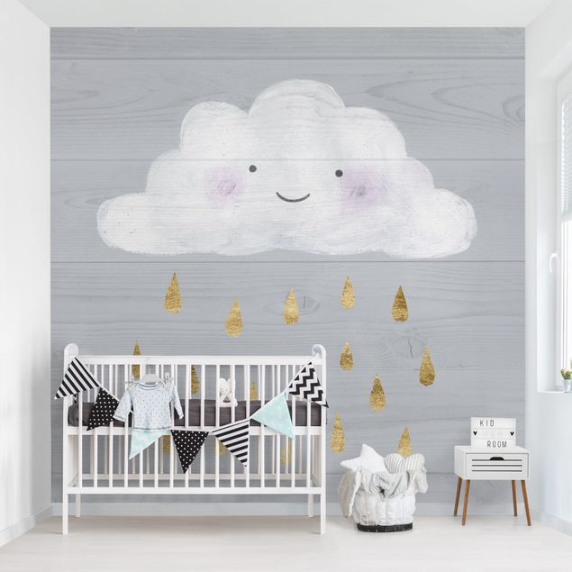papel de parede moderno Cloud With Golden Raindrops