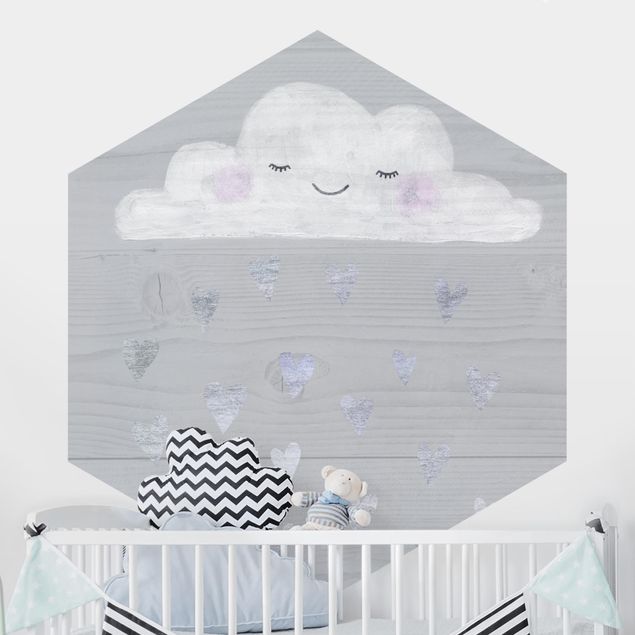 decoração quarto bebé Cloud With Silver Hearts
