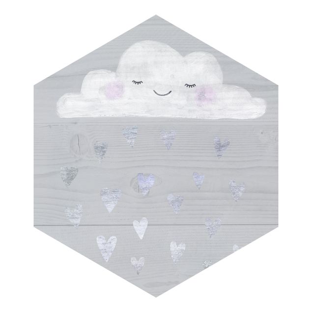mural para parede Cloud With Silver Hearts