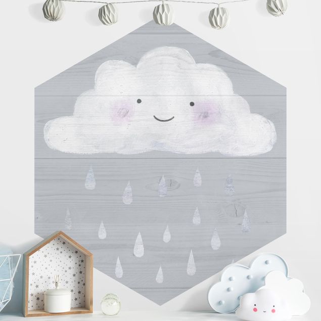 Decoração para quarto infantil Cloud With Silver Raindrops