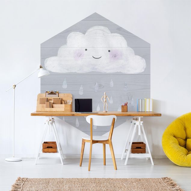 papel de parede moderno Cloud With Silver Raindrops