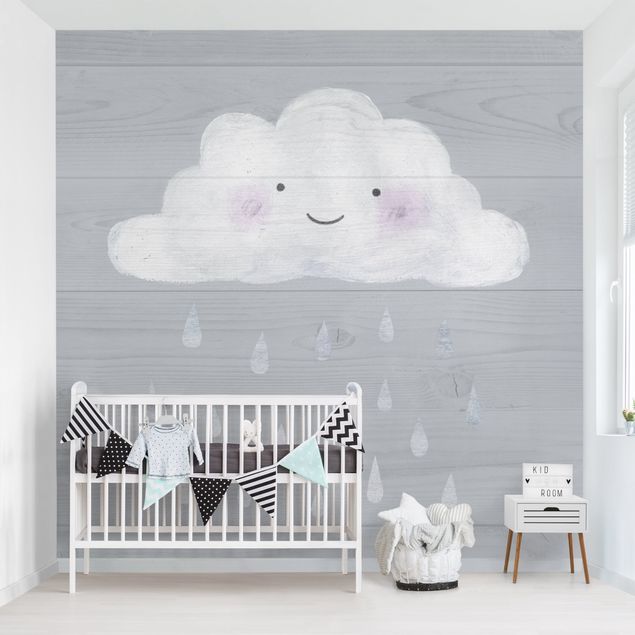 papel de parede para quarto de casal moderno Cloud With Silver Raindrops
