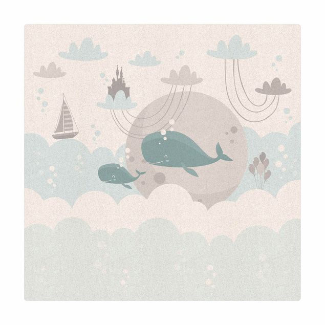 Tapete de cortiça Clouds With Whale And Castle