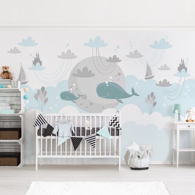 Decoração para quarto infantil Clouds With Whale And Castle