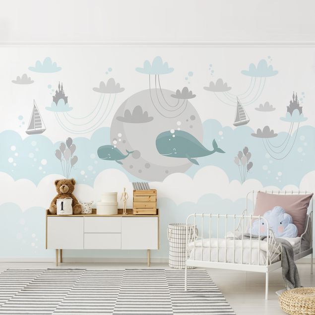 Papel de parede animais Clouds With Whale And Castle