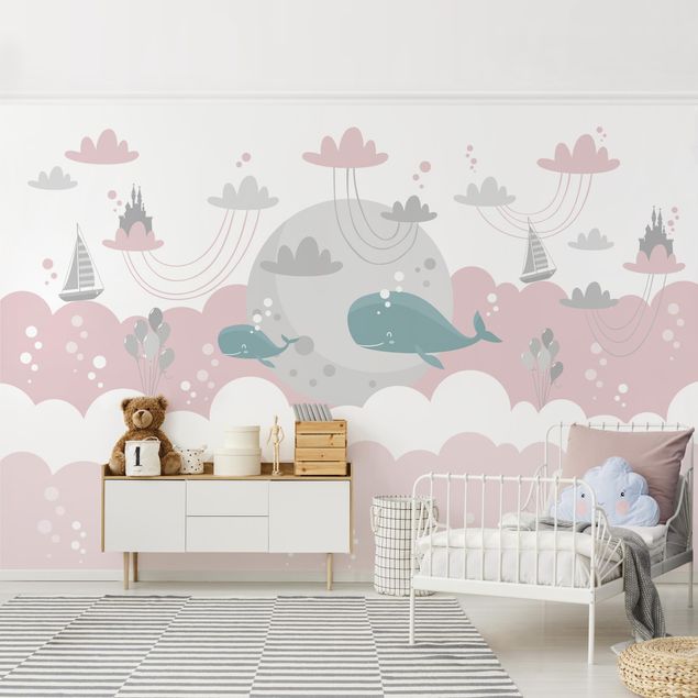Decoração para quarto infantil Clouds With Whale And Castle