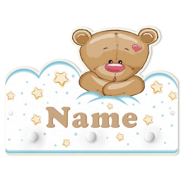 Cabide parede branco Clouds Teddy With Customised Name