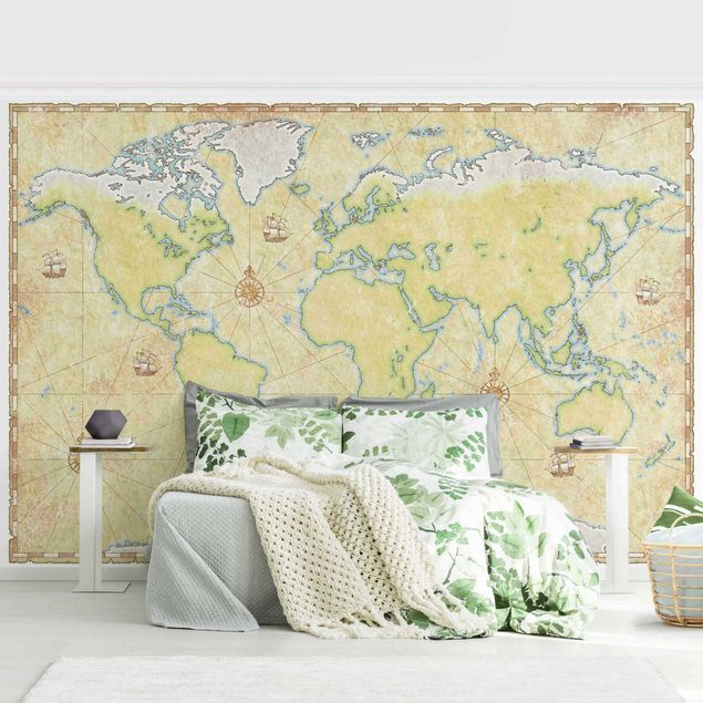 papel de parede para quarto de casal moderno World Map
