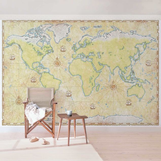 Papel de parede verde World Map