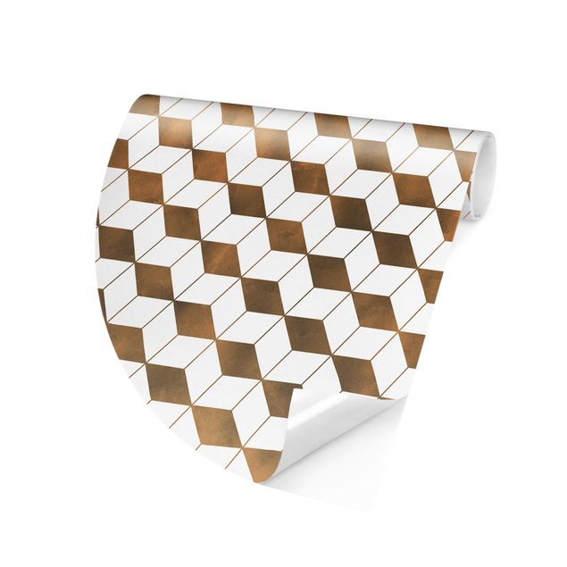 Papel de parede 3D Cube Pattern In 3D Gold