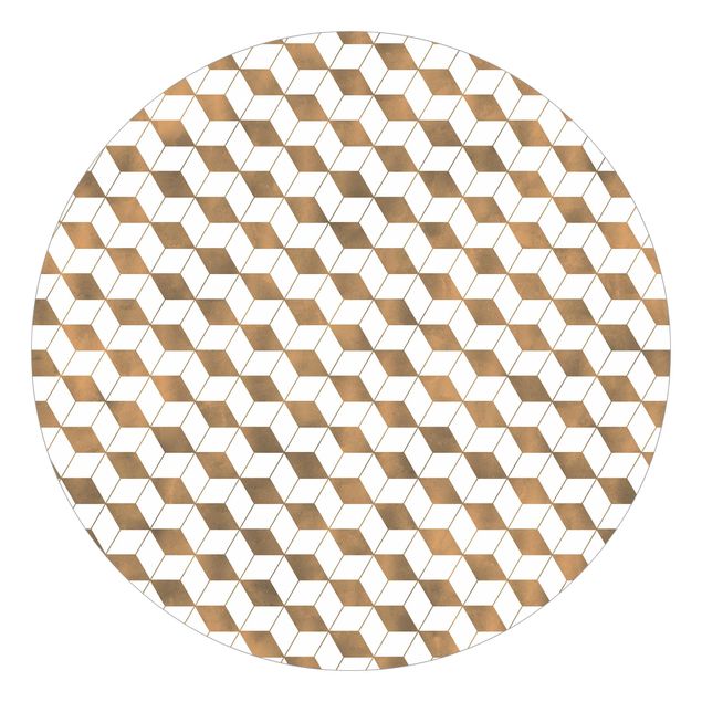 Papel de parede padrões Cube Pattern In 3D Gold