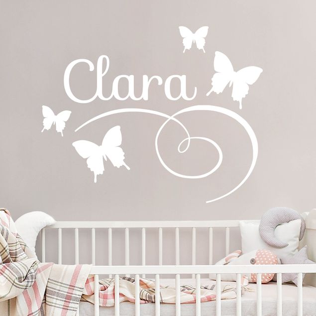 Autocolantes de parede texto personalizado Butterflies With Customised Name