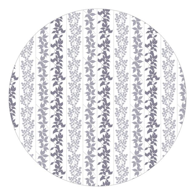 papel de parede moderno para sala Delicate Leaf Silhouettes With Stripes