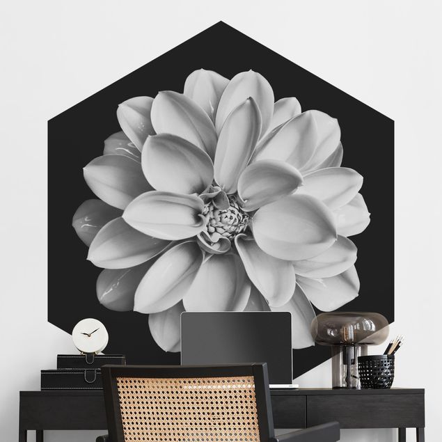 papel de parede moderno Delicate Dahlia In Black And White