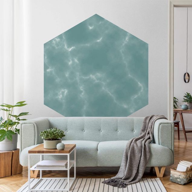 papel de paredes 3d Delicate Marble Look In Blue