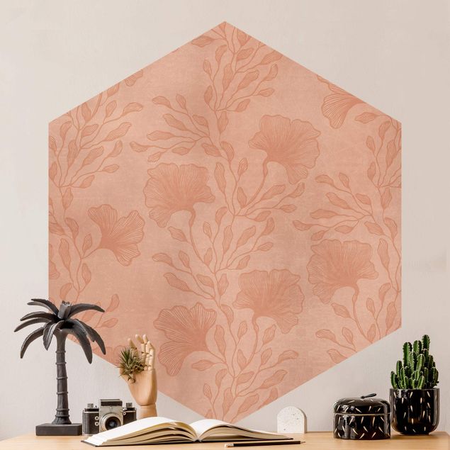 papel parede rosas Delicate Branches In Rosé Gold