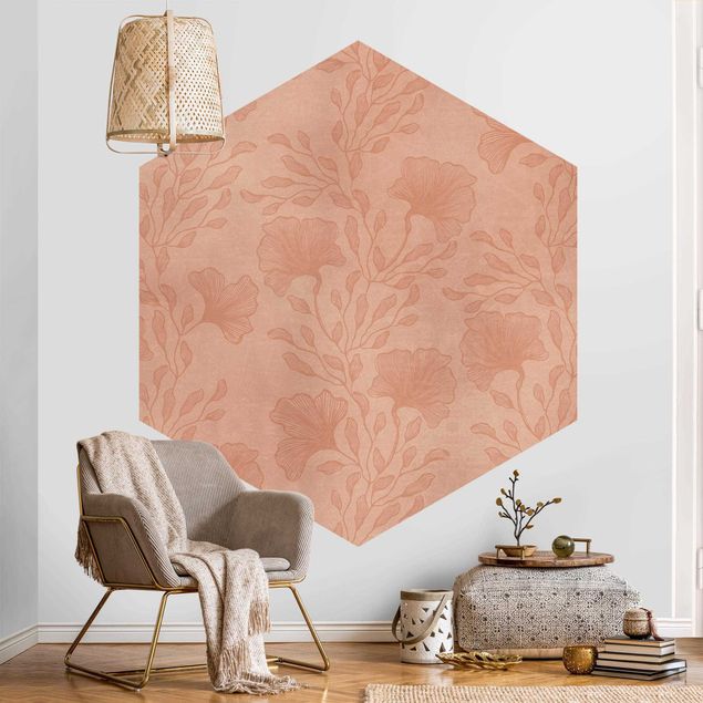 papel parede vintage Delicate Branches In Rosé Gold