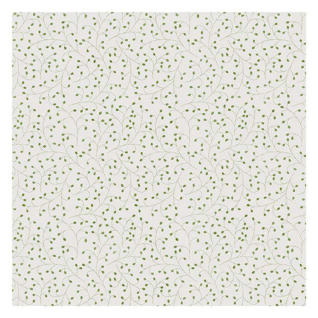 Mural de parede Delicate Branch Pattern With Dots In Green II