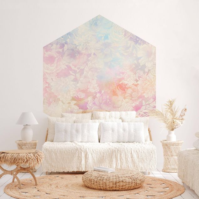 papel de parede com dourado Delicate Blossom Dream In Pastel