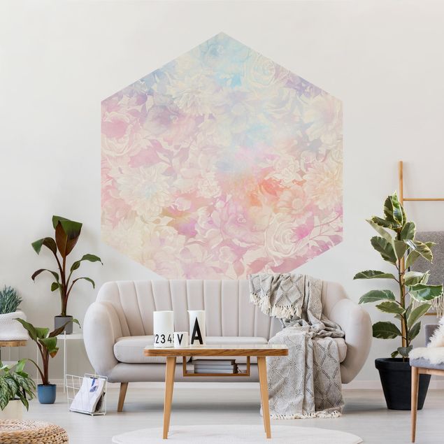 papel de parede moderno para sala Delicate Blossom Dream In Pastel
