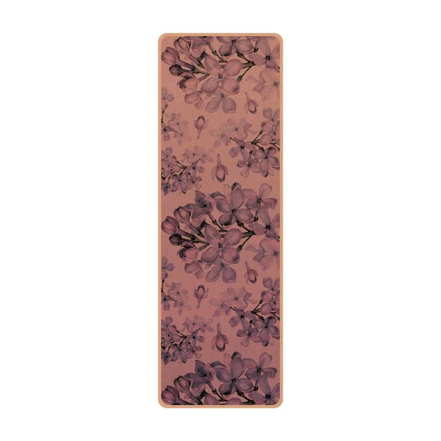 Tapete de ioga Delicate Watercolour Lilac Blossom Pattern