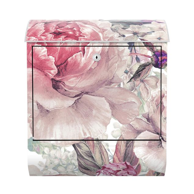 Caixas de correio em rosa Delicate Watercolour Peony Pattern