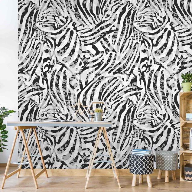 Papel de parede zebras Zebra Pattern In Shades Of Grey