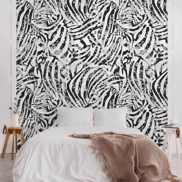 papel de parede para quarto de casal moderno Zebra Pattern In Shades Of Grey