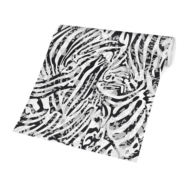 Papel de parede preto e branco Zebra Pattern In Shades Of Grey
