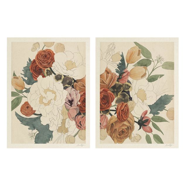 quadros para parede Sketches Of Flower Bouquet