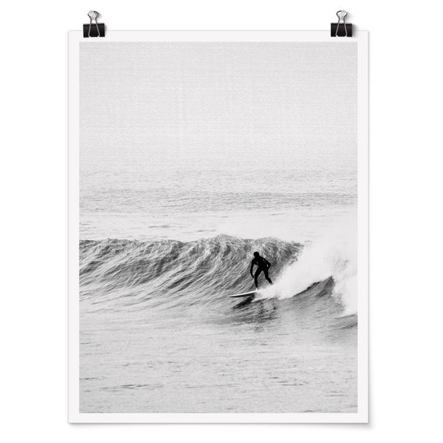 poster preto e branco Time To Surf