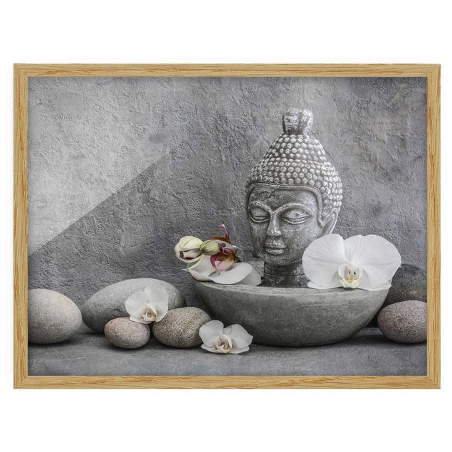 quadros modernos para quarto de casal Zen Buddha, Orchid And Stone