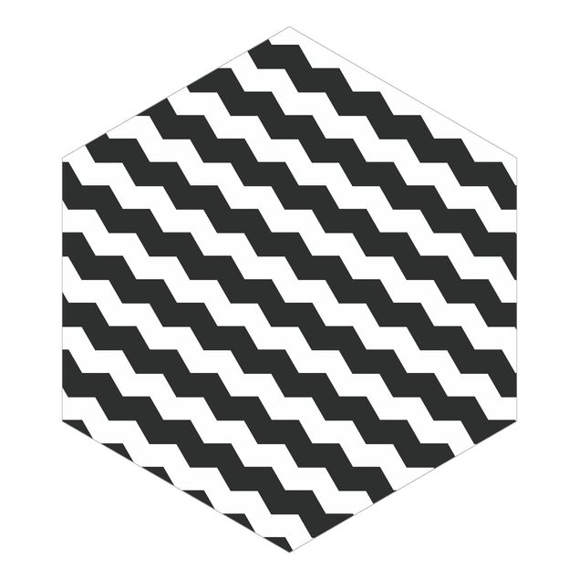 mural para parede Zig Zag Pattern Geometry Black And White