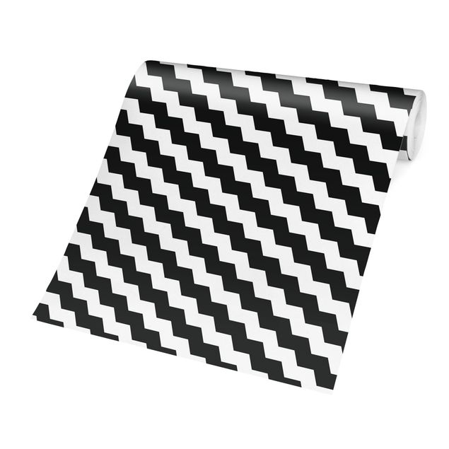 Mural de parede Zig Zag Pattern Geometry Black And White