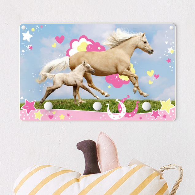 decoração para quartos infantis Two Galloping Horses With Stars
