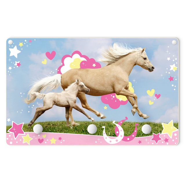 Cabide de parede infantil Two Galloping Horses With Stars
