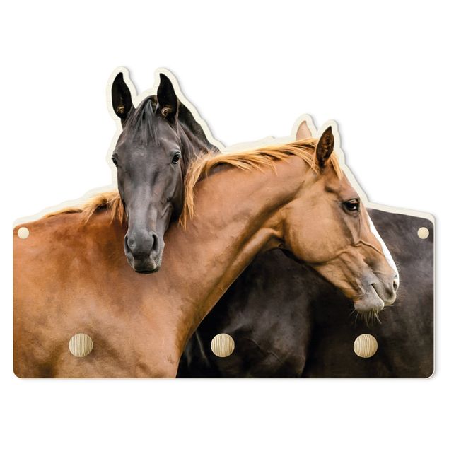 Cabide de parede Two Snuggling Horses